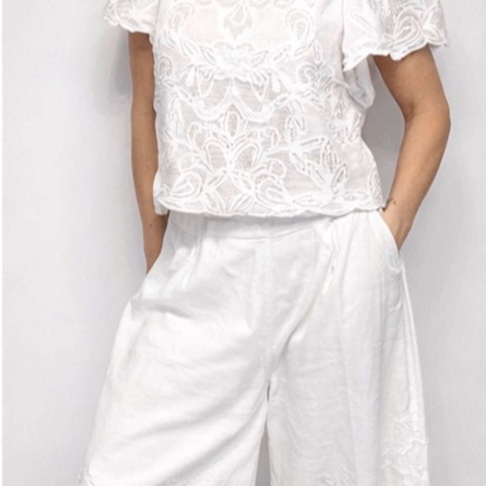 Free People White Wide Leg two piece set